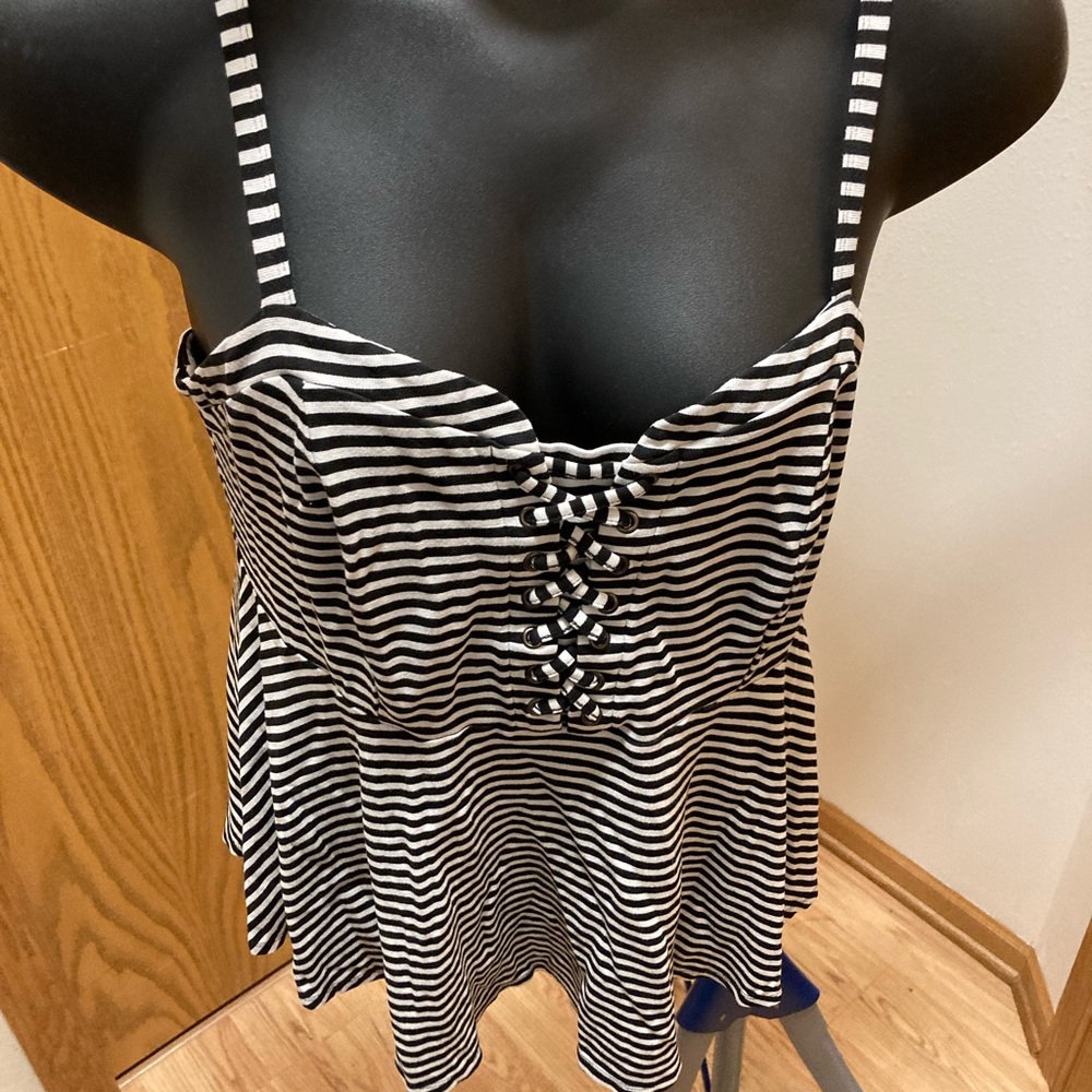 Torrid Black and White Striped cami
